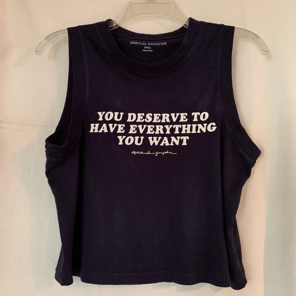 Spiritual Gangster dark blue 'Amor Crop Tank' - Picture 1 of 8